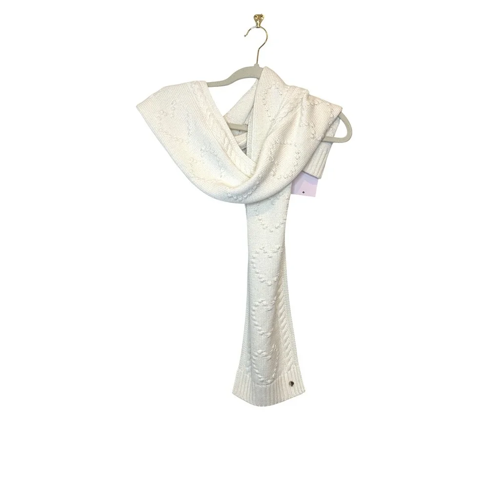 Kate Spade New York Ivory Cable Knit‎ Heart Scarf NWT